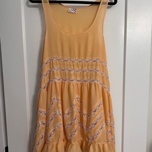 Orange Sleeveless Dress with Lace Accents